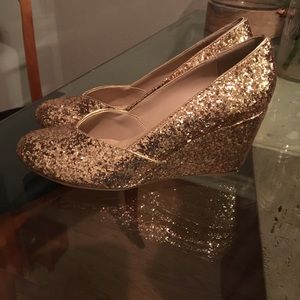 NWOT gold sequin wedge high heel